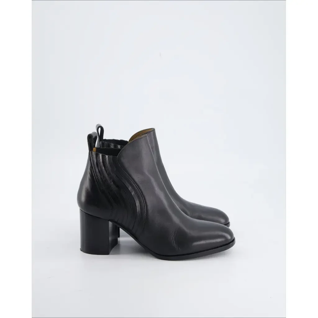 Чорні шкіряні ботильйони Navyboot